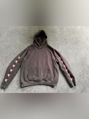 Size S Dandy Worldwide Hoodie Brown Good Heart Sleeve Graphic Pullover
